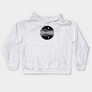 Minimal moonlight river line art Kids Hoodie